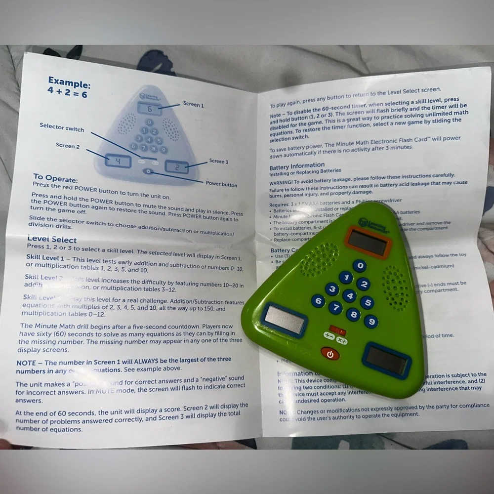 Learning Resources Minute Math Electronic Flash Card - Picture 2 of 3